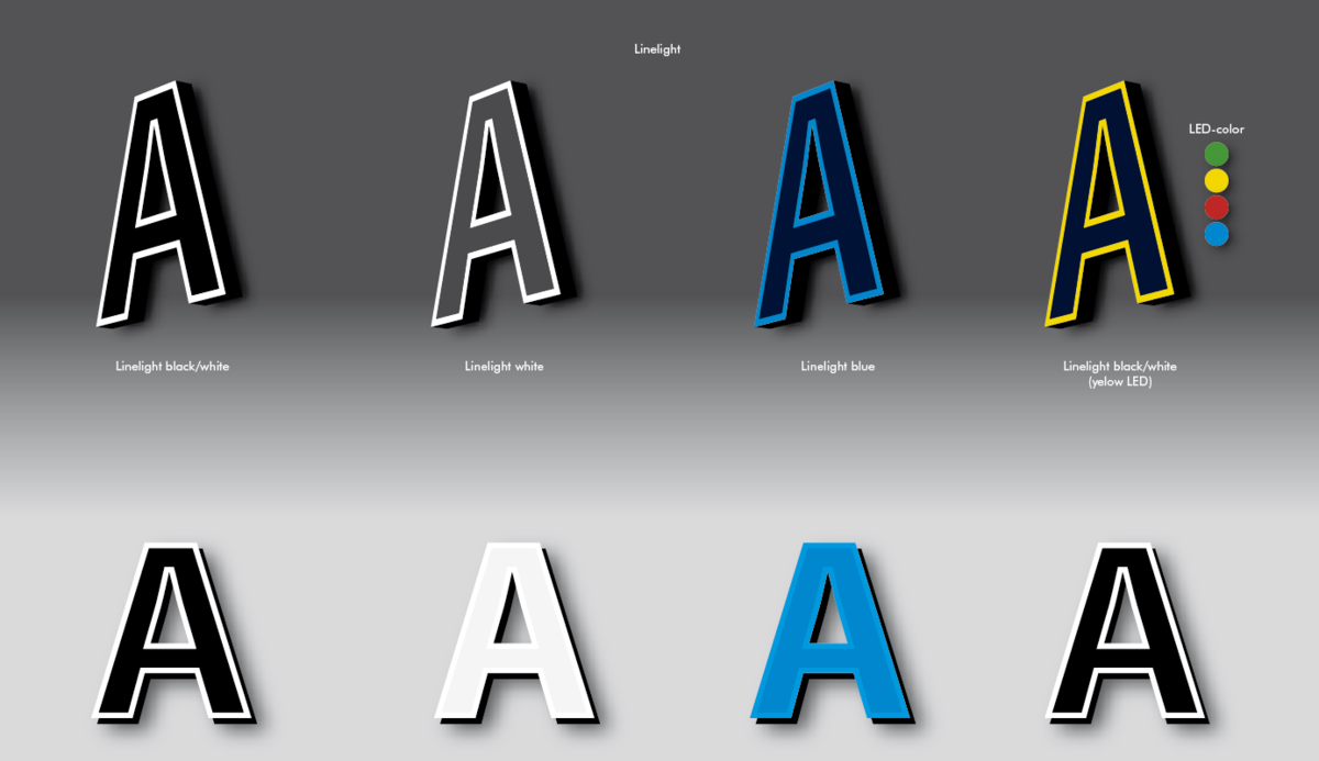 LED Leuchtbuchstaben Linelight Variationen